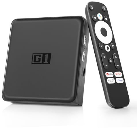 Android TV Box 4K – ATV14.0 Smart TV Box kompatibel mit Google und Netflix Zertifiziert, Dolby Vision/HDR10+/Dolby Digital+/DTS, 4+32GB Streaming Box, AV1, WiFi 6/BT5.0, Sprachassistent, Screen Mirror