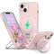 PuyaTeya Liquid Silicone Hülle für iPhone 13 mit Magnetisch Ring Ständer, Upgraded Kameraschutz Mil-Grade Drop Shockproof Weiche Anti-Scratch Microfiber Lining Silikonhülle für iPhone 13(Rosa)