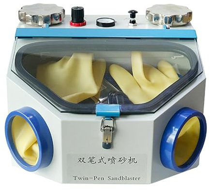 Caja de polvo para laboratorio dental, cabina de granallado modular con fuente de luz LED, sistema de doble filtro/presión de entrada de aire de 0,3 a 0,4 MPA/vidrio templado permeable, para fabrica
