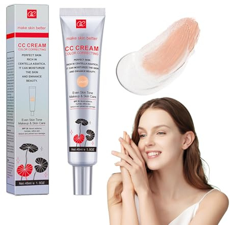 CC Crème À La Centella Asiatica, Crème Teintée Anti-Rougeur CC Red Correct Correctrice De Couleur, Perfecteur Et Correcteur De Teint Spf 25, Couverture Naturelle, Imperméable Et Longue Tenue (Claire)