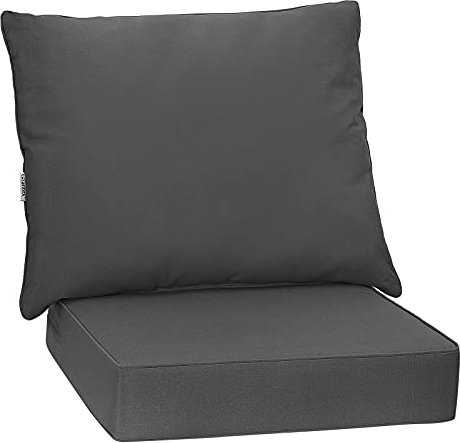 COSTWAY 2 Stück Sitzpolster für Gartenstuhl, Sitzkissen und Rückenkissen, Stuhlkissen mit rutschfesten Seilgurten & abnehmbarem Bezug, Kissen für Sessel Indoor Outdoor, 64 x 64 x 65 cm, Grau