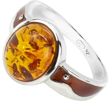 Artipol Bague fabr.européenne style français. Argent émaillé Ambre naturelle - modèle 4230-B, taille 54