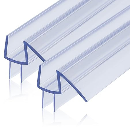 GENNHOPO 2-Pack ShowerDoor Bottom Seal 3/8 x 36 Polycarbonate Frameless Ultra Clear Shower Door Seal Strip for Glass Doors Stop Leaks and Create a Water Barrier Replacement Shower Cubicle