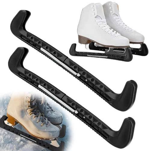YUPZAR Protection Lames Patins à Glace 1 Paire Noir Réglable Patins Hockey Artistique Couvre Lame Plastique Durable Ressort Stable Accessoire Patinage Sécurité