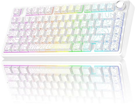 Aula F75 Mekanisk RGB TKL Seiya Switch Trådlös Macroller Hot Swap Tangentbord Mönster Vit