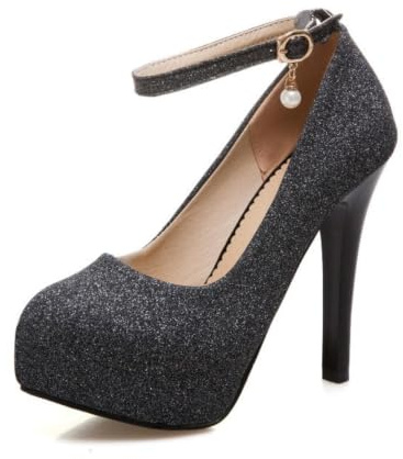 Genérico Zapatos De Plataforma con Brillo Tacón De Aguja Perla Mujer