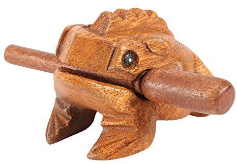 Handgeschnitztes Guiro-Raspel aus Holz, Frosch, Musikinstrument mit krächzendem Klang, natürliches Finish, 5 Größen #5, traditionelles Folk-Percussion, authentischer Regenstäbchen-Sound, natürliche