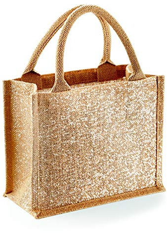Westford Mill W431 Shimmer Jute Mini Gift Bag - Natural Gold