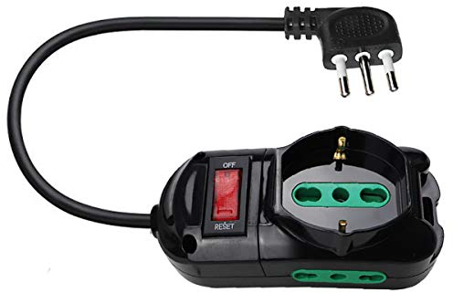 EXTRASTAR Presa con interruttore automatico di protezione 10 A,multipresa protetta,surge Arrest, 1 prese universali Sicury, 2 Biprese Sicury,Nero cavo 1,5 metri