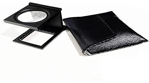 EUROXANTY Lupa de Bolsillo Plegable | Lupa de 8X de Aumento | Lupa de aleación de Zinc | Lupa con medidor | con Funda para Guardar | Lente 28mm