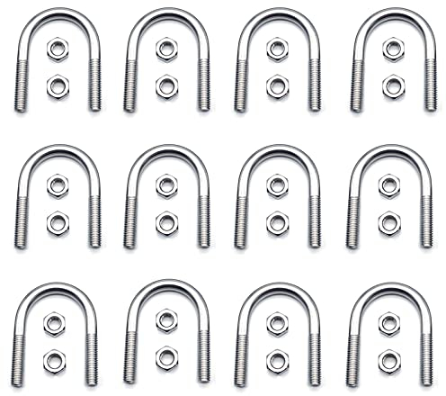 12 Piezas U Bolt de Acero Inoxidable 304, Pernos en U de M6 80 mm x 50 mm, Acero Inoxidable Pernos Forma U Pernos, para Autocaravana Vela Remolque Pieza de Repuesto y Accesorios