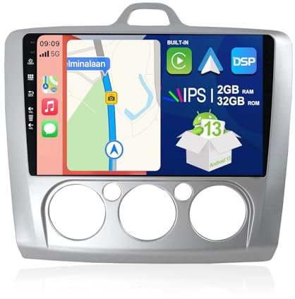 JOYX Android 10 Bilradio för Ford Focus (2006-2011) - [2G+32G] - GRATIS bakre kamera - 2 DIN GPS - 9 tums IPS 2.5D-skärm - Stöd Dab ratt Bluetooth WLAN Carplay 4G Mirrorlink Android Auto