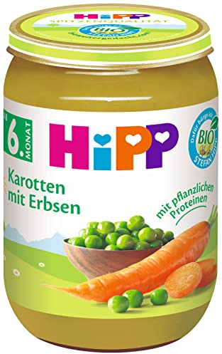 HiPP Bio Gemüse Karotten mit Erbsen, 6er Pack (6 x 190 g)