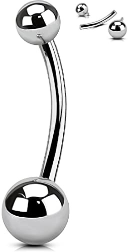 OUFER Body Piercing Piercing de ombligo de titanio de 10/12/14/16 mm, 14 G, piercing para ombligo, joyería para ombligo, piercing para ombligo, barra de ombligo, Titanio