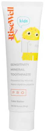 RiseWell PRO Kids Mineral Toothpaste - Micro & Nano Hydroxyapatite Toothpaste Kids - USA Made, No Added Fluoride, Safe to Swallow & Dentist Developed for Remineralized Teeth (Cake Batter Flavor)