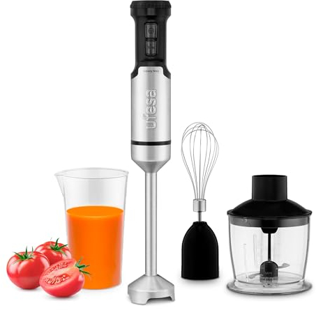Ufesa Galaxy Max Batidora de Mano, Potencia 1200 W, Control de Velocidad Variable + TURBO, 4 Cuchillas de Alta Eficiencia, Diseño Ergonómico y Anti Salpicaduras, Accesorios Incluidos, Sin BPA