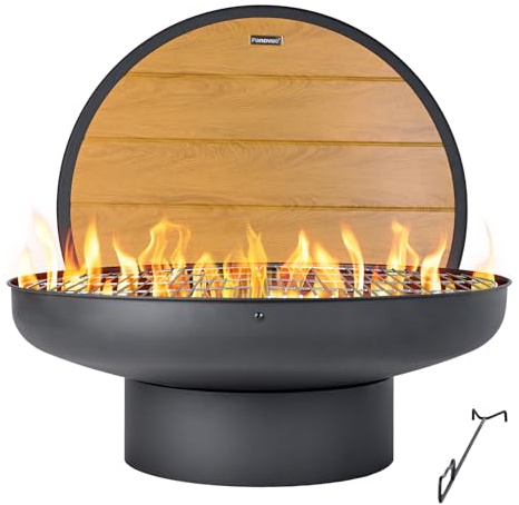 Panovue 32 Inch Fire Pit with 2 Cooking Grills, Spark Screen and Poker