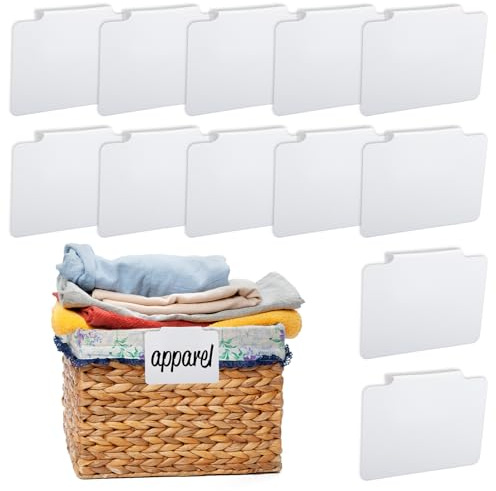 Tyqour 12 soportes para etiquetas de clips, color blanco, extraíbles, para contenedores de almacenamiento, cestas de almacenamiento, estanterías, clips blancos, soporte para etiquetas