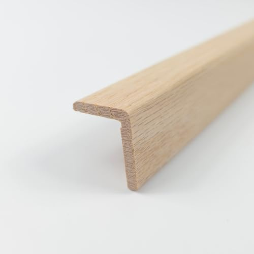 Project DIY® Solid Oak Corner L Beading – 900mm Length – 24x29mm Profile – Premium Solid Oak Edge Trim for Outside Corners & Stair Nosing – Smooth Machined Finish (Unfinished)