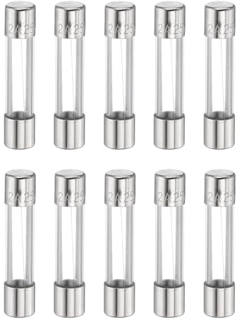 QUARKZMAN 10 Pezzi Fusibili 2A 250 Volt Fusibile Veloce In Vetro F2AL250V 6x30mm Fusibili Rapidi Per Luci Natalizie Sistemi Elettrici Microonde TV Ventilatori Luci Forno