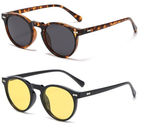 HTTDSLF Lunettes Conduite de Nuit Homme Femme Polarisés, Lunettes de Soleil Polarisés Unisexe, Anti éblouissement Lunette Vision Nocturne, Verres Jaunes & Noirs TAC HD, Visibilité et Confort Améliorés