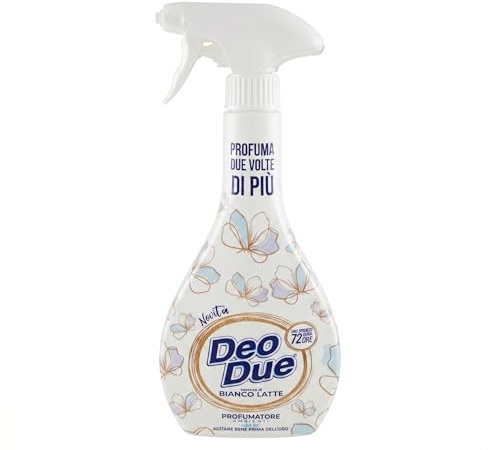 Deo Due Profumatore Ambienti 450 ml Spray Bifase – Fragranza a Lunga Durata – Deodorante per Casa, Auto e Tessuti (Bianco Latte)