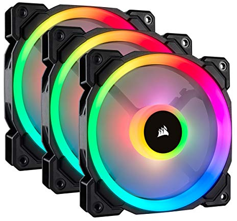 Corsair LL120 RGB 120mm Dual Light Loop PWM RGB Fans - Triple Fan Kit with Lighting Node PRO - Black