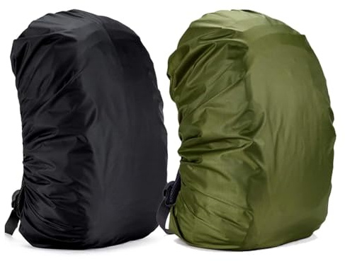 Yogopro 2 Pezzi Coprizaino Impermeabile per Pioggia Copertura Custodia di Zaino Copertina Antipioggia Antipolvere per Ciclismo Campeggio Trekking Parapioggia Zaino,45L Nero & Verde
