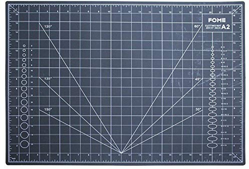 FOME Cutting Mat, A2 Size, 5 Layer PVC Construction, Double Sided, Self-Healing, Gridded, Non-Slip, 3mm Thick, 18x24in, Green, White
