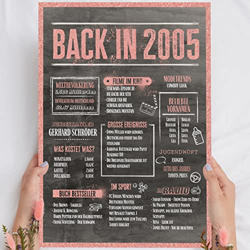 20 Geburtstag Frauen Rosegold Holzbild Back in 2005 personalisierbar zum Hinstellen/Aufhängen opt. beleuchtet, 20 Geburtstag Frau Deko, 20 Geburtstag Frau, 20. Geburtstag Frau, Geschenk 20 Geburtstag