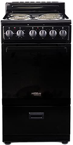 Premium Levella PRE2027GB 20 in Freestanding Electric Range with 4 Coil Burners and 2.2 Cu. Ft. Single Oven Capacity with Lower Storage Drawer in Black