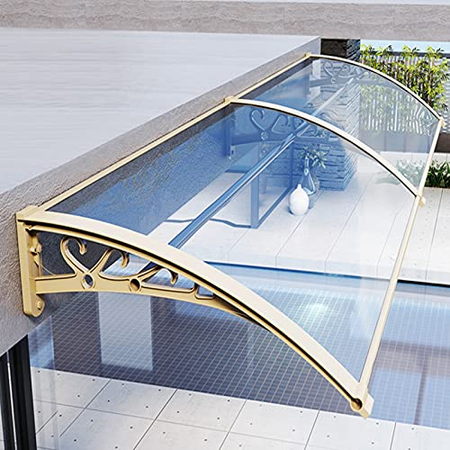 Terrassenüberdachung Rundbogenvordach,Türüberdachung,Transparente Polycarbonatabdeckung/Aluminiumhalterung,Haustürdach Pultvordach,Breite 60/80cm,Länge 60-450cm,Anpassbar (80x80cm/31 x31)