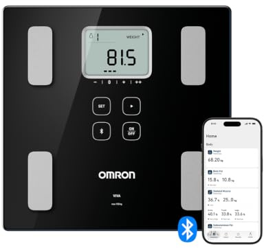 OMRON VIVA Kroppsanalysvåg med Bluetooth | Mäter vikt, visceralt fett, skelettmuskler, vilometabolism och BMI samt synkroniserar med OMRON Connect appen