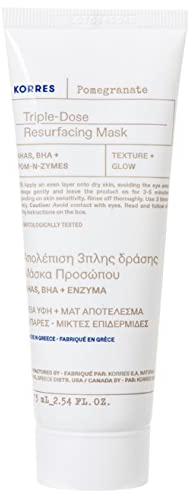KORRES Pomegranate Regenerierende Maske mit Dreifachwirkung für das Gesicht, für ölige Haut, dermatologisch getestet, vegan, 75 ml
