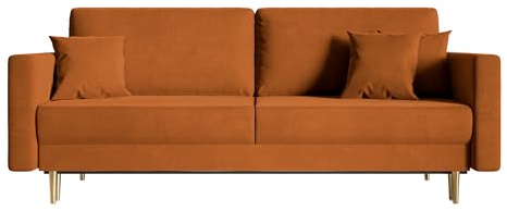 Selsey Valico- Schlafsofa für 3 Personen mit Schlaffunktion, 230 cm, Kupfer, hydrophober Samt