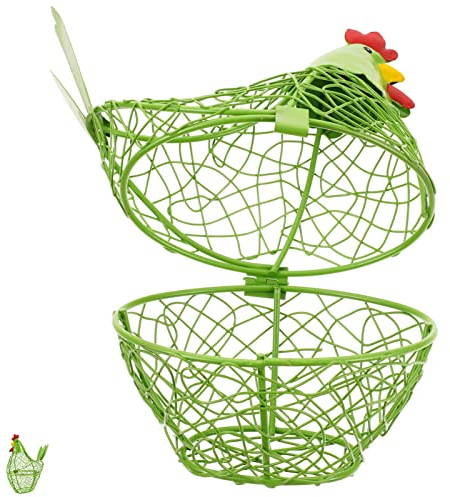 NOLITOY Cesta De Huevos De Pollo Alambre De Metal Cestas De Almacenamiento De Huevos Frescos Soporte para Huevos De Encimera Tazón De Frutas Y para Recoger Huevos Decoración