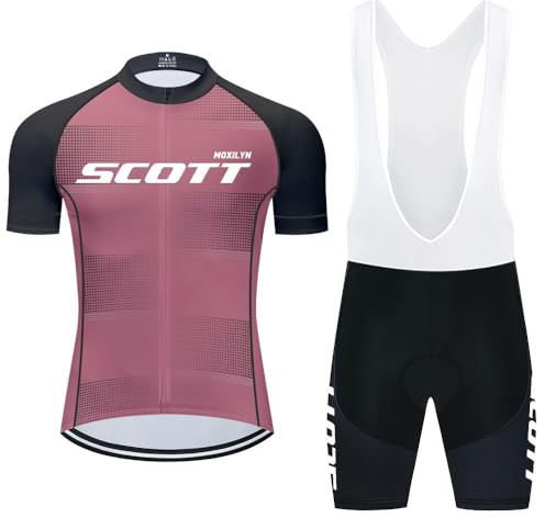 Moxilyn Cykelkläder Set Kortärmad Cykeldräkt Herr Sommarcykeldräkt för MTB Cykling med Andningsaktiva Gel Vadderade Shorts, 11 st, M