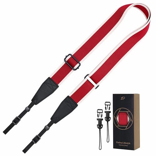 Padwa Lifestyle Adjustable Camera Strap - 1.5 Top Layer Cowhide Head Camera Straps for Photographers, Cotton Adjustable Neck Shoulder & Crossbody Strap Quick Release for All Cameras and Binoculars