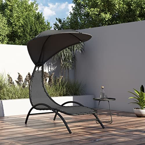 FAZENHUA Möbelset solstol med baldakin mörkgrå 167 x 80 x 195 cm tyg och stål