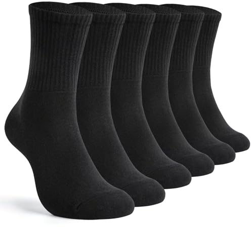 TUUHAW Calze Uomo Invernali Cotone Nere Spugna Calze Sportive Running Tennis Padel Calzini Uomo Invernali Trekking Palestra Pallavolo Basket 6 Paia