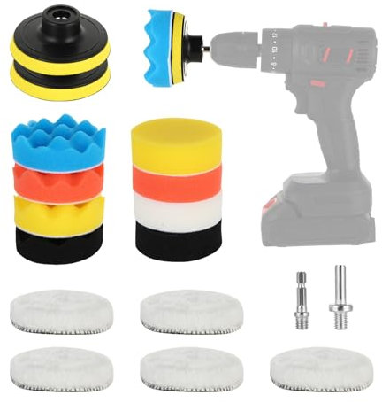 80mm polieraufsatz akkuschrauber, (17tlg) Polierset Auto, Polierschwämme Pads, Scheinwerfer Polierset, polieraufsatz winkelschleifer für Poliermaschine zum Polieren, Schleifen, Wachsen