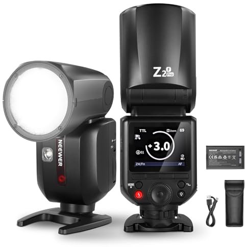 NEEWER Z2PRO-F 2,4G TTL Rundkopf Blitz Speedlite für Fujifilm, Kabellos Kompatibel mit Godox, 76W 1/8000s HSS, Benutzeroberfläche, TTL/M TCM Schalter, 7,2V/3000mAh Akku, 600 Blitze mit voller Leistung