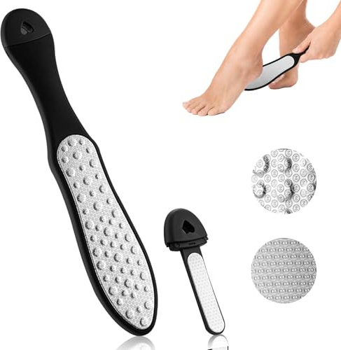Raspa Piedi Professionale In Acciaio Inox,Raschietto Per Pedicure,Ammorbidisce la pelle del tallone secca e desquamata,Lima Doppia Faccia Per Piedi Rimozione Della Pelle Dura