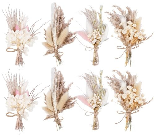 PORFOYO Fiori Secchi, Mini Bouquet Secchi, 8 Bouquet Fiori Secchi Decorativi, Di Mini Bouquet Di Fiori Secchi, Bouquet Fiori Secchi per Decorazioni Casa Studio Cucina Ufficio Soggiorno Camera