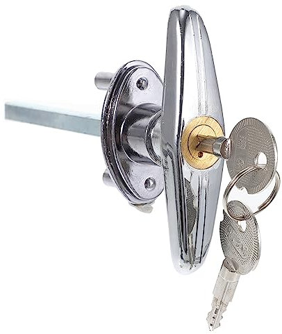 SHINEOFI Kit Serratura Per Porta Da Garage Maniglia a t, Blocco Albero Lungo in Acciaio, Compatibile Porte a Battente Per Uso Residenziale e Commerciale, Chiave Di Sblocco Di Emergenza