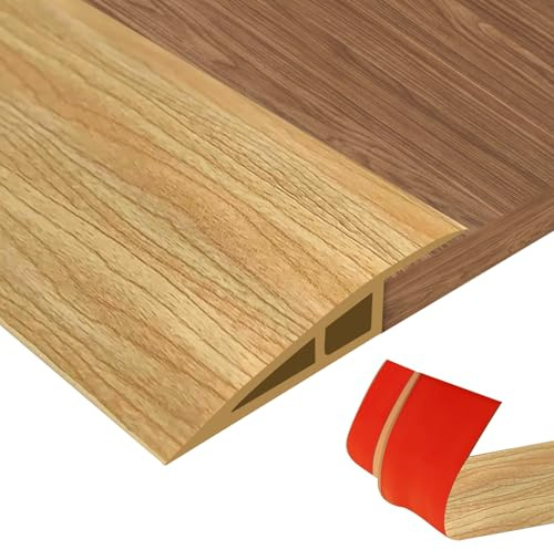 Profilo di Transizione Pavimento in PVC Autoadesiva, Soglia di Dislivello Pavimento per Dislivello per Collegare Giunti del Pavimento e Soglie di Tappeti (Grano di legno, per 5-10mm(H),1m(L))