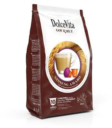 60 Capsule DOLCE VITA GINSENG AMARO Senza Saccarosio e Senza Glutine Compatibili con Nespresso -