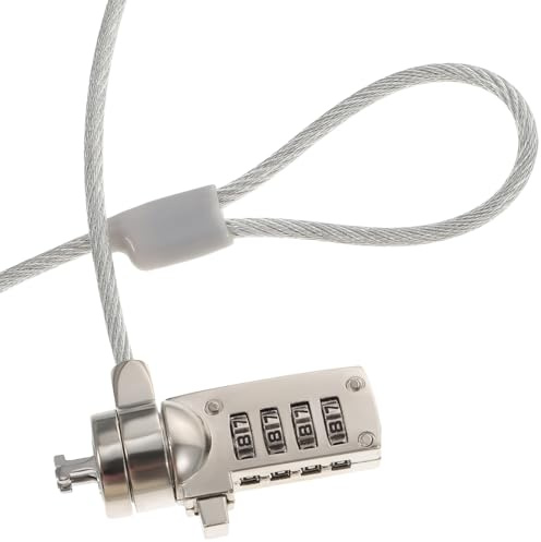 SEWACC Candado de Cable Antirrobo para Portátil y Computadora, Diseño Portátil y Resistente, Bloqueo de Combinación de 4 Dígitos, Cable de 3,5 Mm de Diámetro y 1,8 M de Longitud, Uso