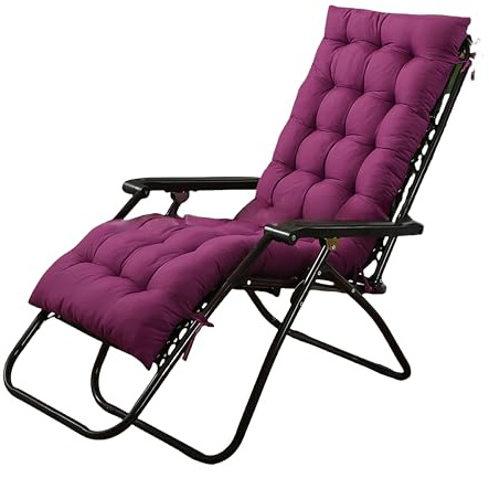 Surwin Color Sólido Cojín Tumbona Jardin Exterior, Cojines para Sillas de Jardin, Colchóneta para Tumbonas Sillas y Hamacas, Mecedora Exterior, para Terraza, Balcón, Playa (Morado,53x148cm)