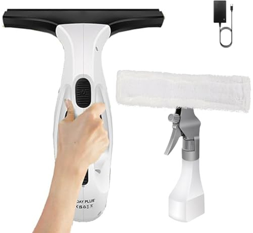 2000pa Cordless Window Vac Cleaner with 3500mAh Battery,150ml Removable Water Tank, Efficiently Streak-Free Cleaning, 3.8V Electric Window Vacuum Cleaner & Spray Bottle with Microfibre Cloth